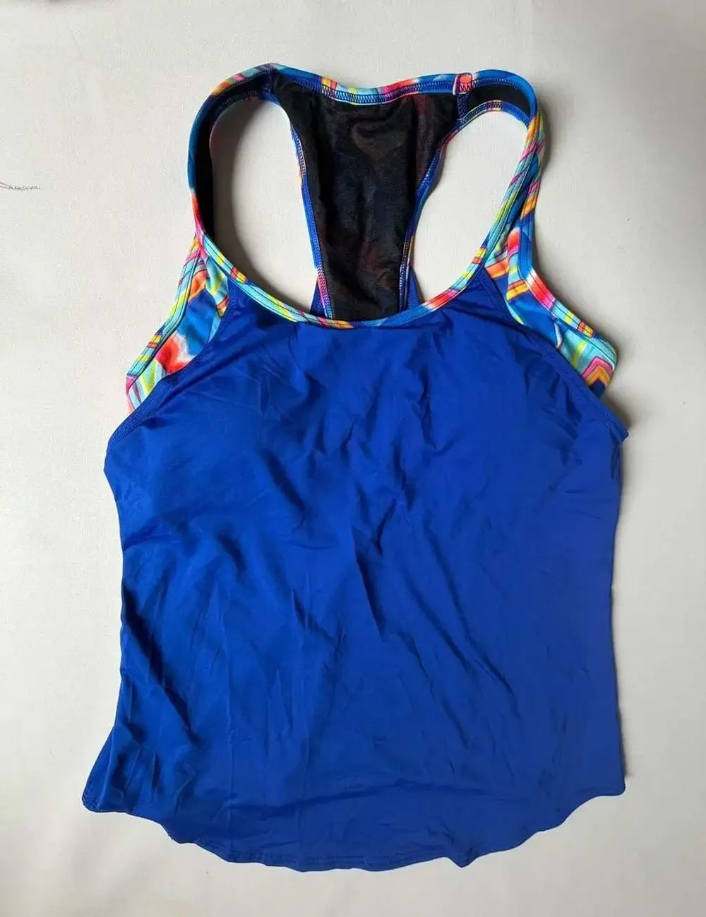 TYR Girls Blue Colorful Print One Piece Swimsuit Athletic Swimwear M 8